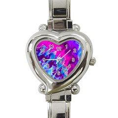 Stormy Pink Purple Teal Artwork Heart Italian Charm Watch