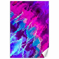 Stormy Pink Purple Teal Artwork Canvas 12  X 18  