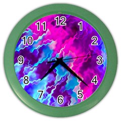 Stormy Pink Purple Teal Artwork Color Wall Clocks by KirstenStar