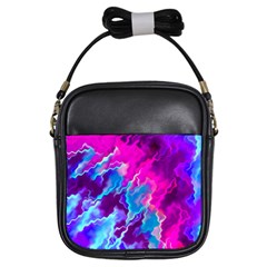 Stormy Pink Purple Teal Artwork Girls Sling Bags