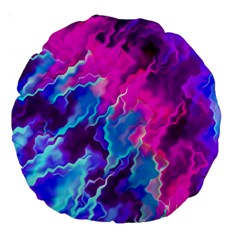 Stormy Pink Purple Teal Artwork Large 18  Premium Round Cushions