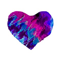 Stormy Pink Purple Teal Artwork Standard 16  Premium Heart Shape Cushions