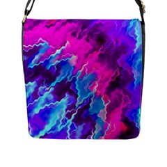 Stormy Pink Purple Teal Artwork Flap Messenger Bag (l) 