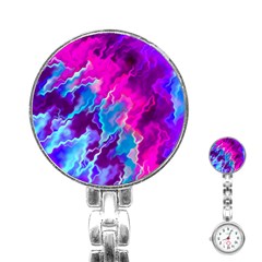 Stormy Pink Purple Teal Artwork Stainless Steel Nurses Watches by KirstenStar