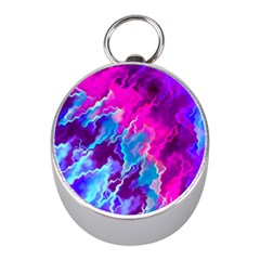 Stormy Pink Purple Teal Artwork Mini Silver Compasses