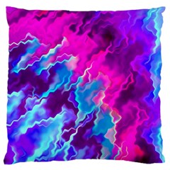 Stormy Pink Purple Teal Artwork Large Flano Cushion Cases (two Sides) 