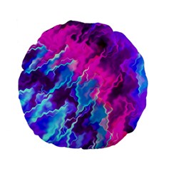 Stormy Pink Purple Teal Artwork Standard 15  Premium Flano Round Cushions