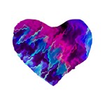 Stormy Pink Purple Teal Artwork Standard 16  Premium Flano Heart Shape Cushions Front