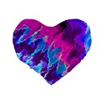 Stormy Pink Purple Teal Artwork Standard 16  Premium Flano Heart Shape Cushions Back