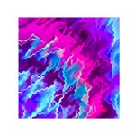 Stormy Pink Purple Teal Artwork Small Satin Scarf (Square)  Front