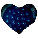 Blue Plant Large 19  Premium Flano Heart Shape Cushions Front