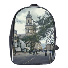 Cathedral At Historic Center Of Bogota Colombia Edited School Bags(large)  by dflcprints