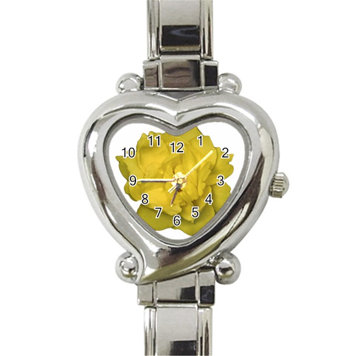 Isolated Yellow Rose Photo Heart Italian Charm Watch