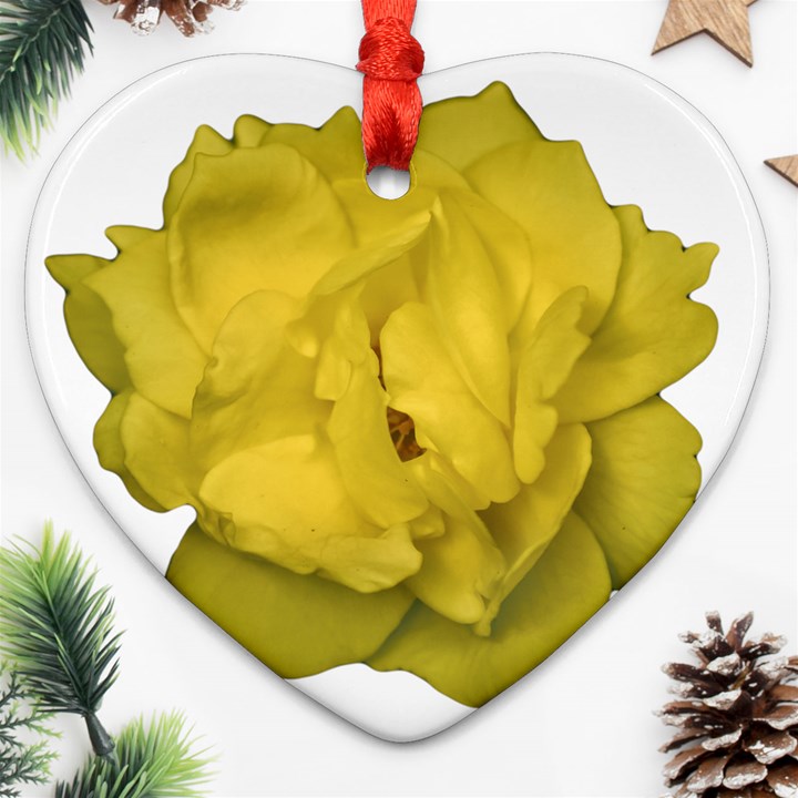 Isolated Yellow Rose Photo Heart Ornament (2 Sides)