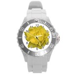 Isolated Yellow Rose Photo Round Plastic Sport Watch (L) Front