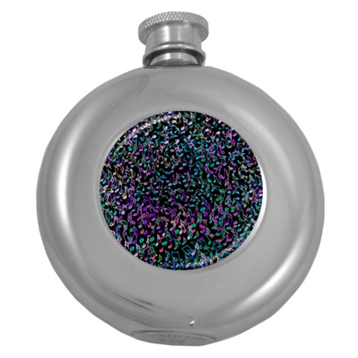 Improvisational Music Notes Round Hip Flask (5 oz)