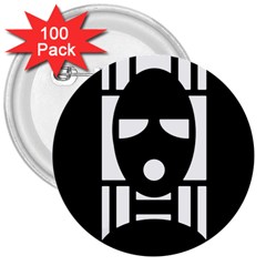 Masked 3  Buttons (100 Pack) 