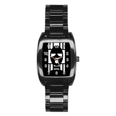 Masked Stainless Steel Barrel Watch