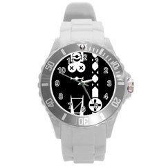 Tied-up Round Plastic Sport Watch (l) by ArtistRoseanneJones