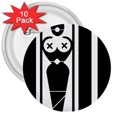 Submissive 3  Buttons (10 Pack) 