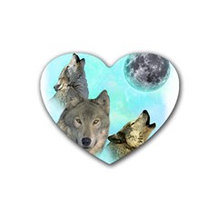 Wolves Shiney Grim Moon 3000 Heart Coaster (4 Pack)  by ratherkool