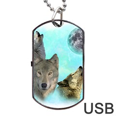 Wolves Shiney Grim Moon 3000 Dog Tag Usb Flash (one Side) by ratherkool