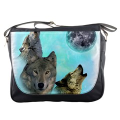 Wolves Shiney Grim Moon 3000 Messenger Bags by ratherkool