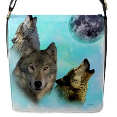 Wolves Shiney Grim Moon 3000 Flap Messenger Bag (s) by ratherkool