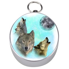 Wolves Shiney Grim Moon 3000 Silver Compasses by ratherkool