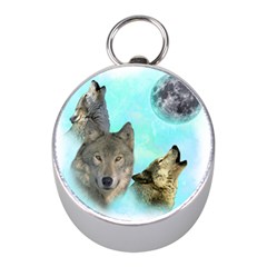 Wolves Shiney Grim Moon 3000 Mini Silver Compasses