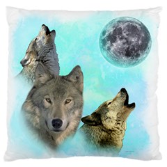 Wolves Shiney Grim Moon 3000 Large Flano Cushion Cases (one Side)  by ratherkool