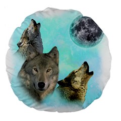 Wolves Shiney Grim Moon 3000 Large 18  Premium Flano Round Cushions by ratherkool