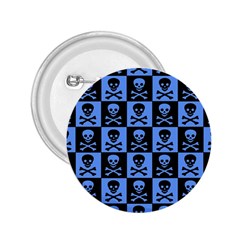 Blue Skull Checkerboard 2.25  Buttons