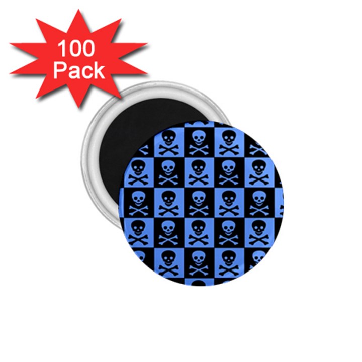 Blue Skull Checkerboard 1.75  Magnets (100 pack) 