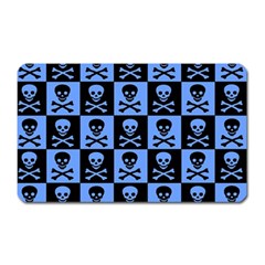 Blue Skull Checkerboard Magnet (Rectangular)