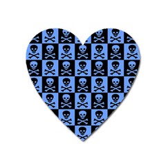 Blue Skull Checkerboard Heart Magnet