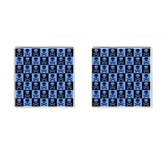 Blue Skull Checkerboard Cufflinks (Square)