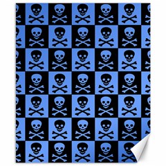 Blue Skull Checkerboard Canvas 8  x 10 