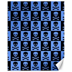 Blue Skull Checkerboard Canvas 16  X 20  