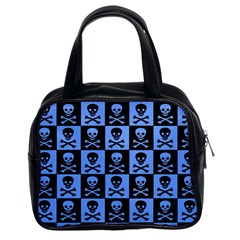 Blue Skull Checkerboard Classic Handbags (2 Sides)