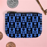 Blue Skull Checkerboard Mini Coin Purses Front