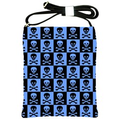 Blue Skull Checkerboard Shoulder Sling Bags