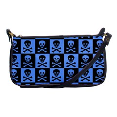 Blue Skull Checkerboard Shoulder Clutch Bags