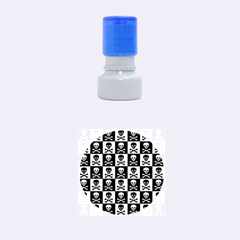 Blue Skull Checkerboard Rubber Round Stamps (small) by ArtistRoseanneJones