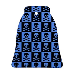 Blue Skull Checkerboard Ornament (bell)  by ArtistRoseanneJones