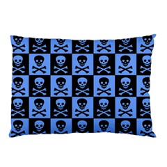 Blue Skull Checkerboard Pillow Cases (Two Sides)