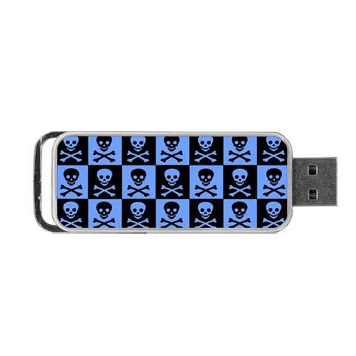 Blue Skull Checkerboard Portable USB Flash (Two Sides)