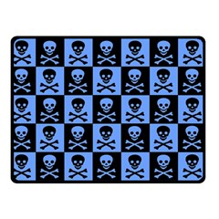 Blue Skull Checkerboard Double Sided Fleece Blanket (Small) 