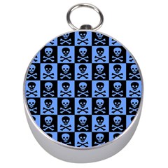 Blue Skull Checkerboard Silver Compasses