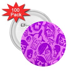 Purple Skull Sketches 2 25  Buttons (100 Pack) 